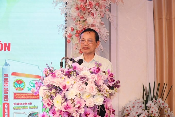 Ông Trần Bình Quân, Chủ tịch Hội Nông dân tỉnh đánh giá cao vai trò, trách nhiệm của Công ty Tiến Nông đối với bà con nông dân và cộng đồng.